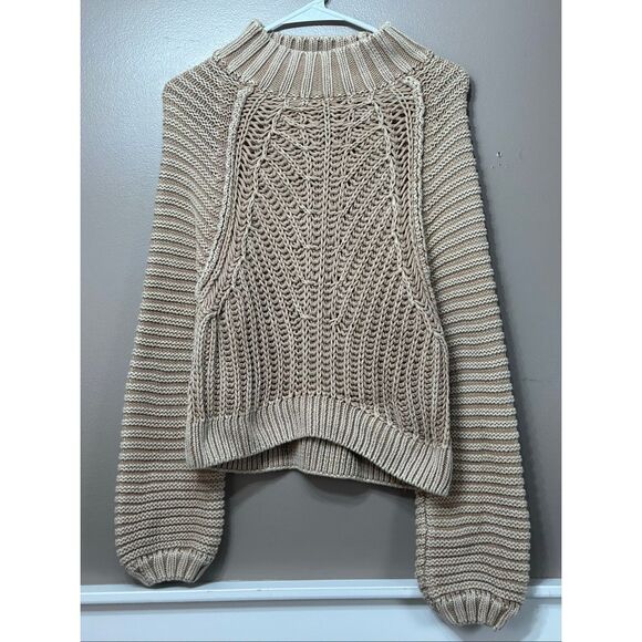 NWOT Free People Chunky Cable Knit Sweatheart Sweater Women's XS - Picture 2 of 10